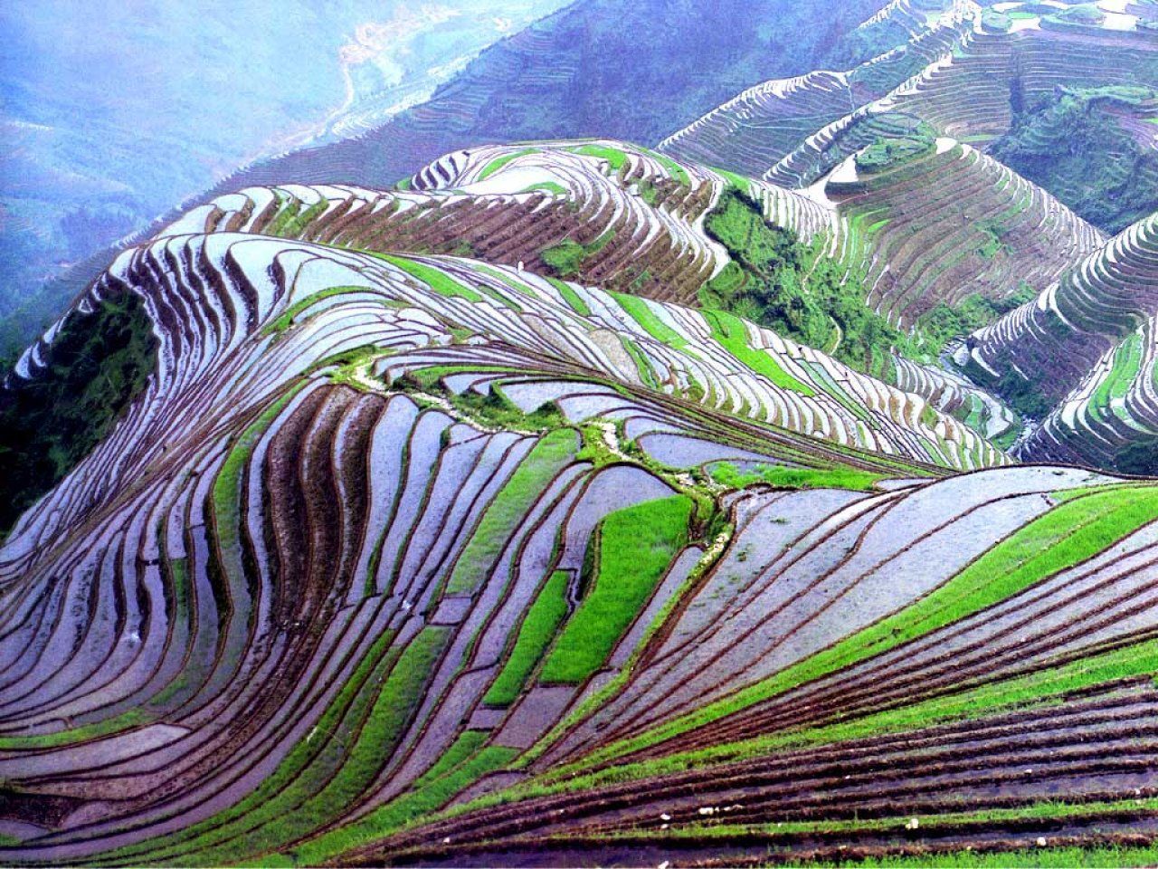 Chudesa. Рисовые поля Хунхэ-Хани. Рисовые террасы Хунхэ-Хани (провинция Юньнань). Рисовые террасы Хунхэ-Хани в Китае. Культурный ландшафт рисовые террасы Хунхэ-Хани.