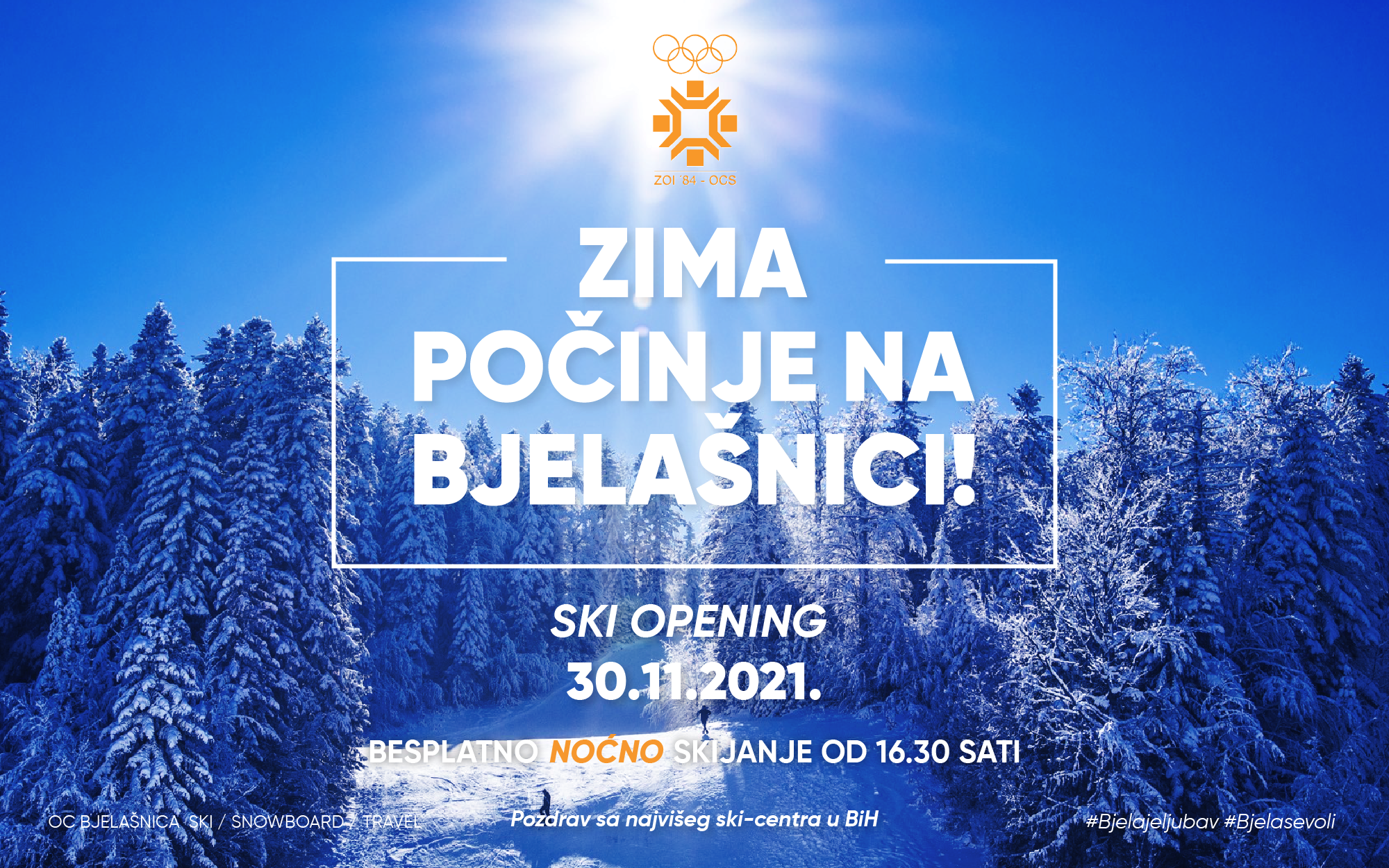  Zima počinje na Bjelašnici: OC Bjelašnica prvi u regionu večeras otvara novu sezonu skijanja!